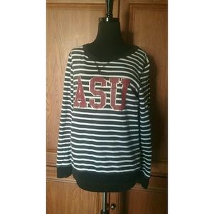 VS Pink Collegiate ASU Striped Sweatshirt